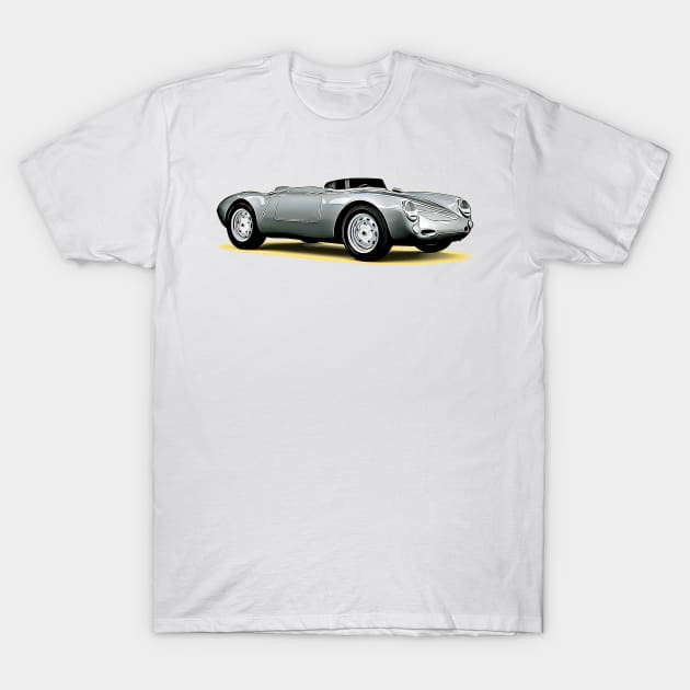 550 Spyder Cartoon T-Shirt by Auto-Prints